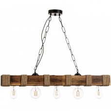 Φωτιστικό Κρεμαστό 90cm 5xE27 230V Ξύλινο με σχοινί 5318-5